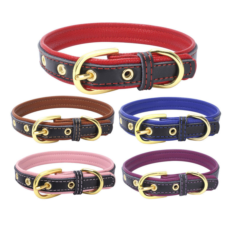 PU Leather Solid Soft Colorful Pet Dog Collar for Small Medium Large Dogs Neck Strap Adjustable Safe Collar