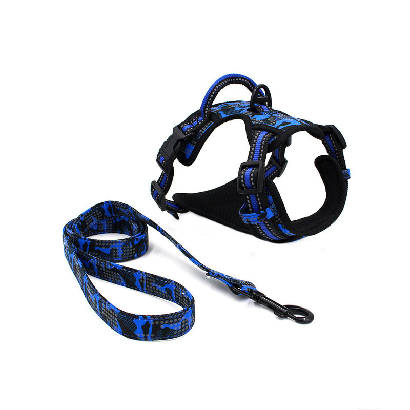 Fashionable Reflective Breathable Soft Air Mesh Chest Strap Traction Rope Set Dogs Vest Leash