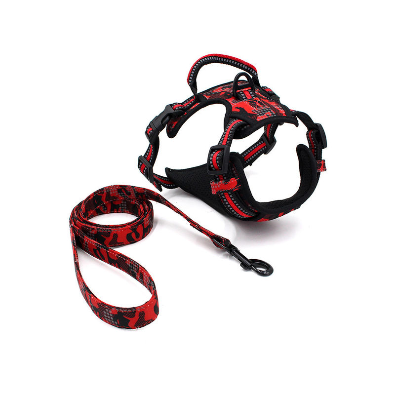 Fashionable Reflective Breathable Soft Air Mesh Chest Strap Traction Rope Set Dogs Vest Leash