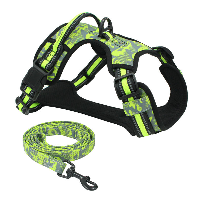 Fashionable Reflective Breathable Soft Air Mesh Chest Strap Traction Rope Set Dogs Vest Leash