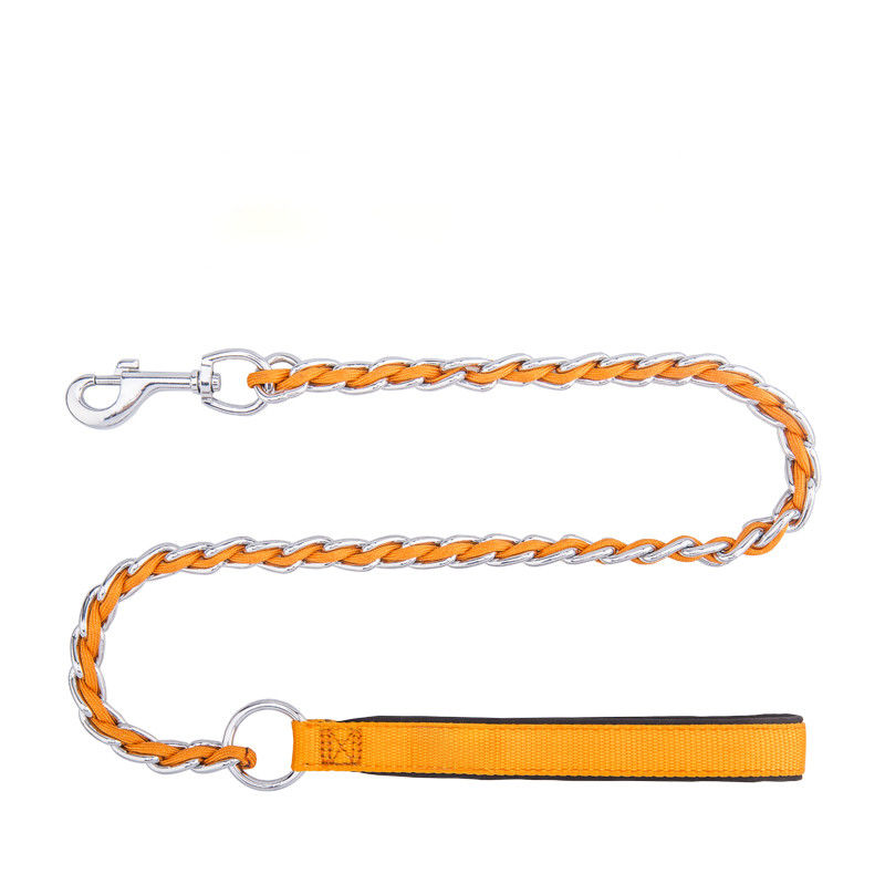 Chew Proof Stainless Steel Collar Leash Harness Set Training Dog Leash with Soft Handle