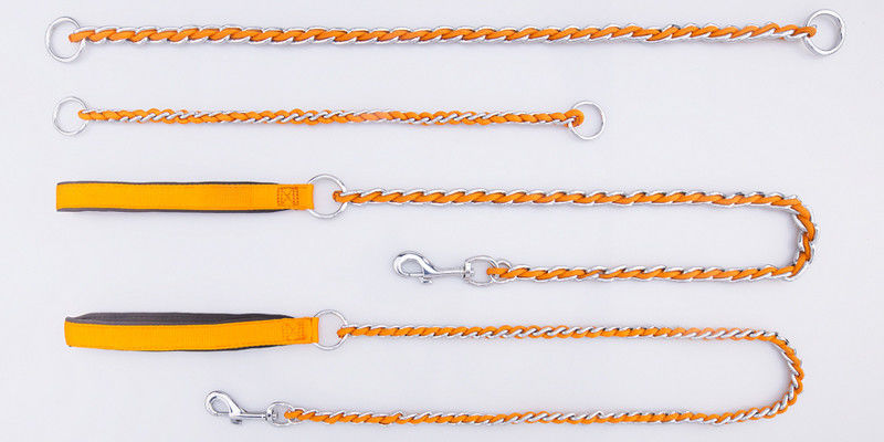 Chew Proof Stainless Steel Collar Leash Harness Set Training Dog Leash with Soft Handle
