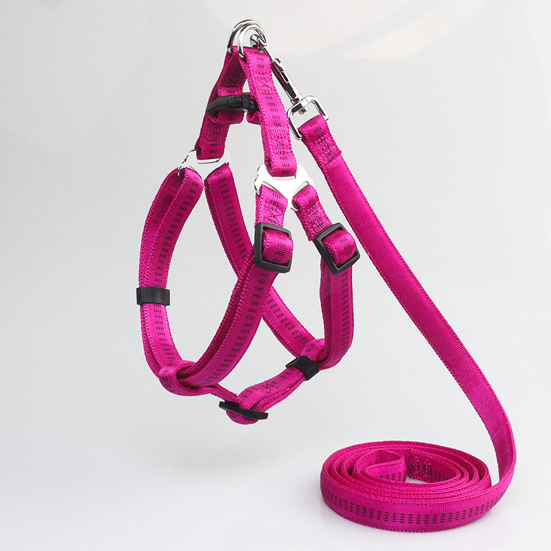 No Pull Absorbent Non Slip Nylon Dog Reflective Adjustable Harness Leash Collar Set