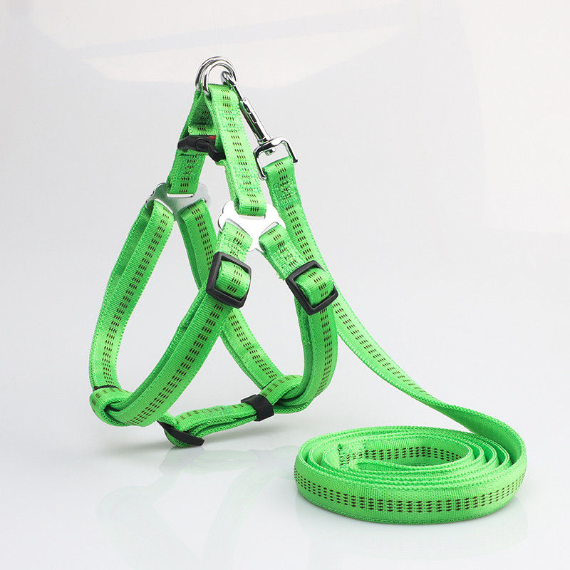 No Pull Absorbent Non Slip Nylon Dog Reflective Adjustable Harness Leash Collar Set