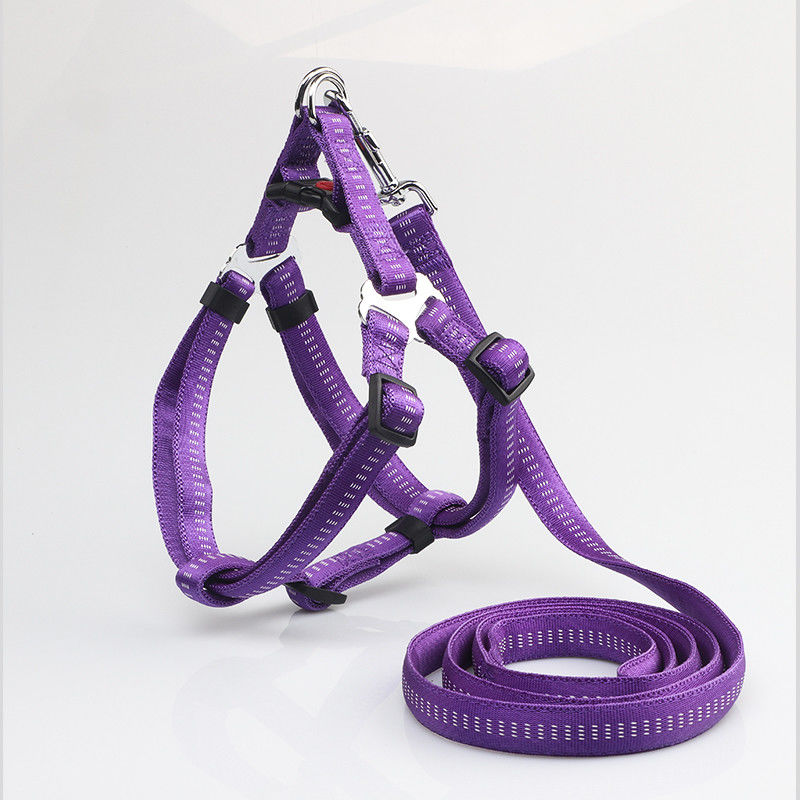 No Pull Absorbent Non Slip Nylon Dog Reflective Adjustable Harness Leash Collar Set