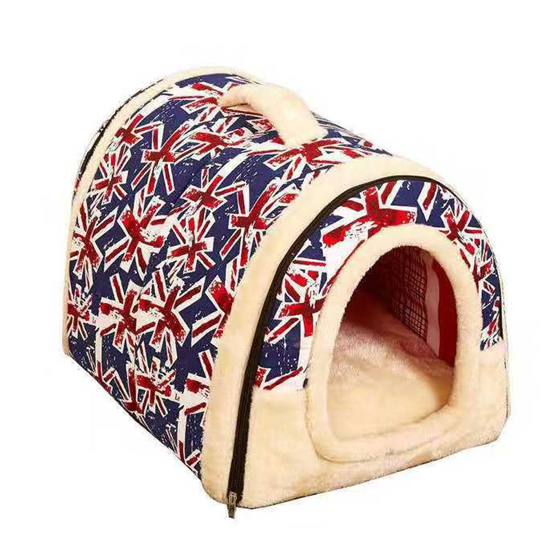 Crystal Velvet 2 In 1 Foldable Cave Pet Sleeping Bed Self Warming House Shape cat comfort bed