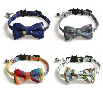 Adjustable Pet Cat Collar Breakaway with Cute Bow Tie and Bell for Kitty and Some Puppies