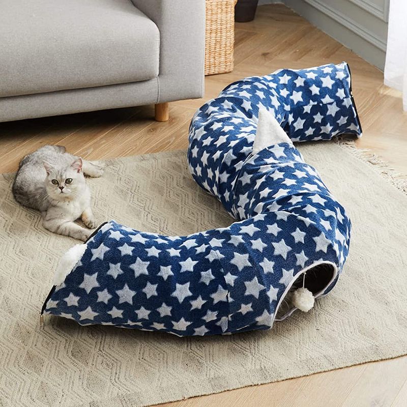 Fun Cat Tunnel With Bed With Central Mat Dog Collapsible With Fun Ball For Pet Kittens Puppy