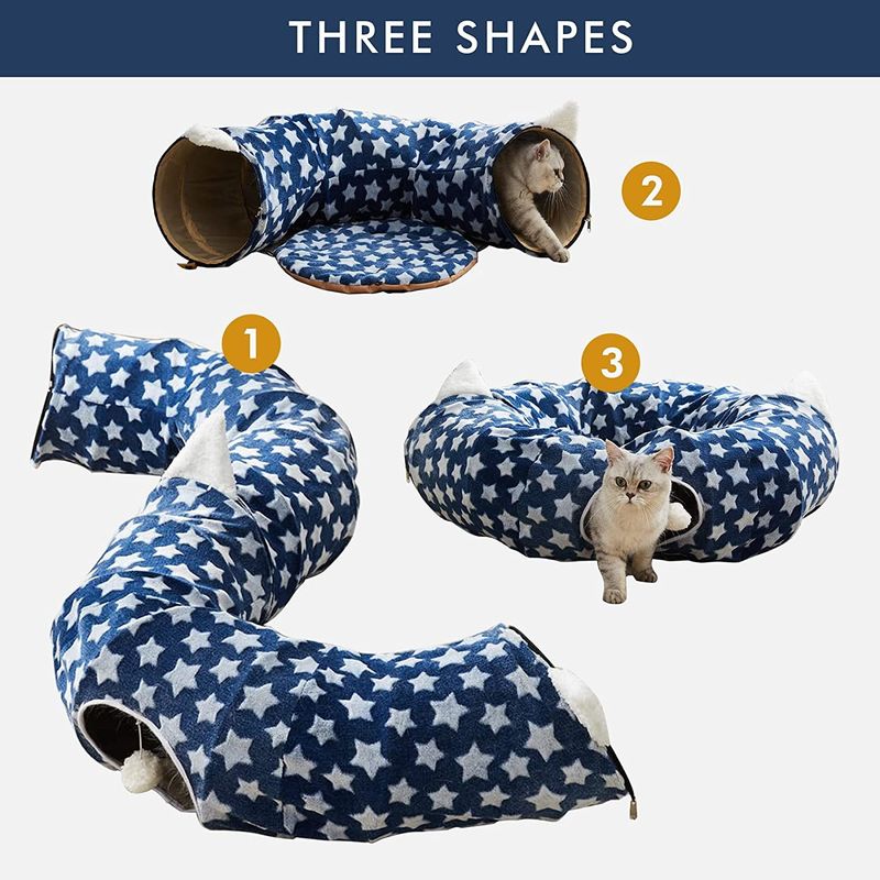 Fun Cat Tunnel With Bed With Central Mat Dog Collapsible With Fun Ball For Pet Kittens Puppy