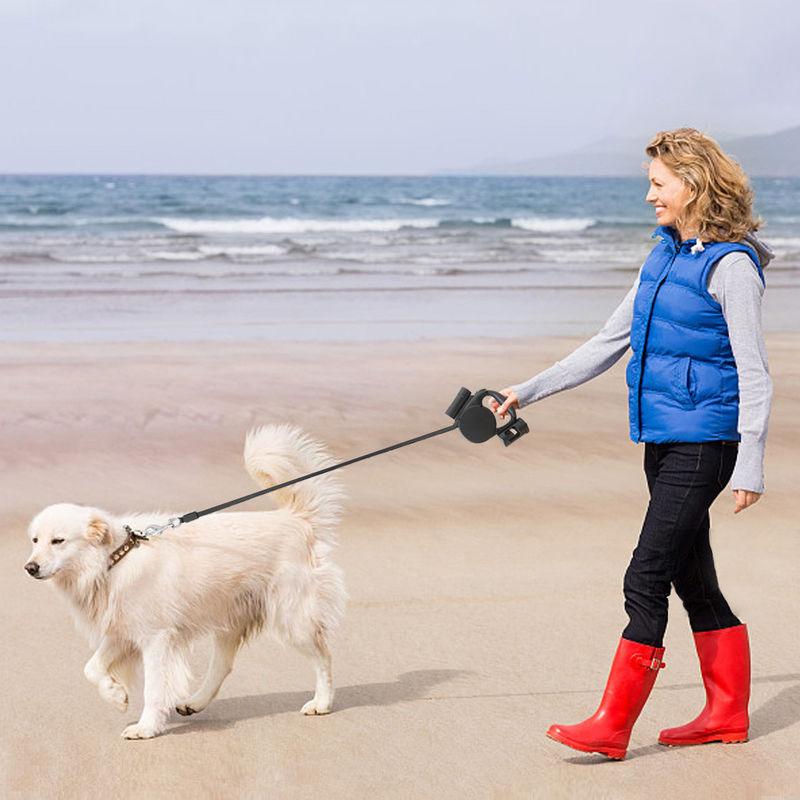Automatic Retractable 3 In 1 Rope Dog Leash With Flashlight And Poop Bags