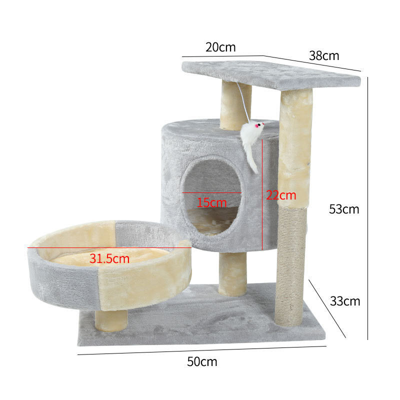 Multi Level Condo Wooden Cat Climber Tower Sisal Large Cat Scratching Post