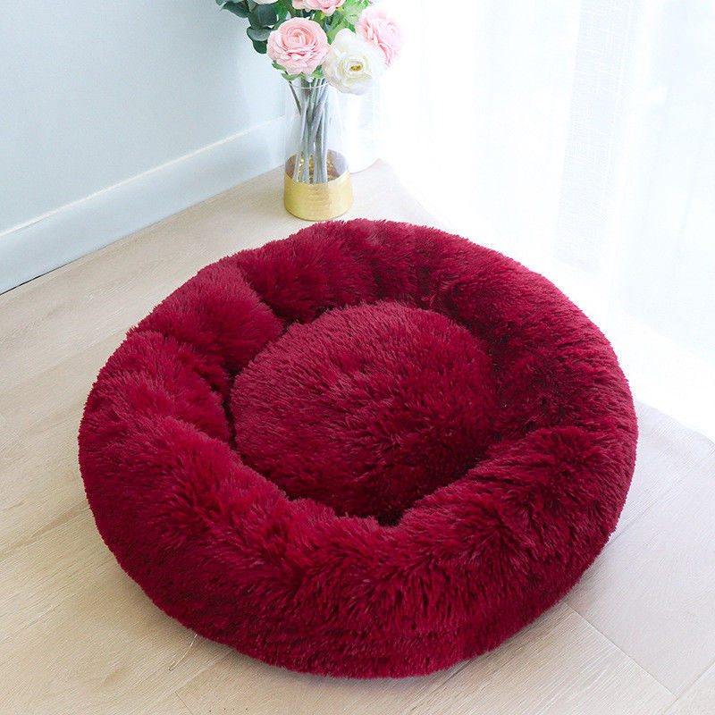 High Quality Warm Plush Pet Bed Luxury Ultra Soft Fluffy Donut Cuddler Cats Dogs Nest Faux Fur Dog Calming Bed