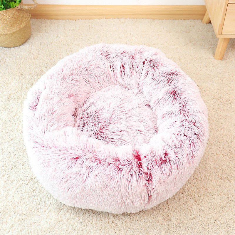 High Quality Warm Plush Pet Bed Luxury Ultra Soft Fluffy Donut Cuddler Cats Dogs Nest Faux Fur Dog Calming Bed