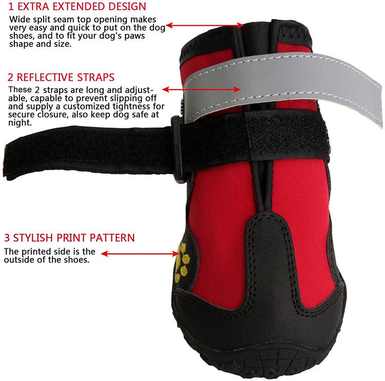 Opp Bag Dog Walking Boots For Dogs With Reflective Strips Rugged Anti Slip Sole
