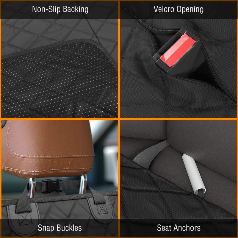 Vehicle Mounted Dog Back Seat Cover Mat Black Waterproof 137*147cm