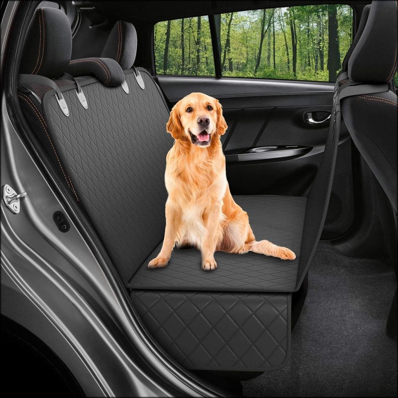 Vehicle Mounted Dog Back Seat Cover Mat Black Waterproof 137*147cm