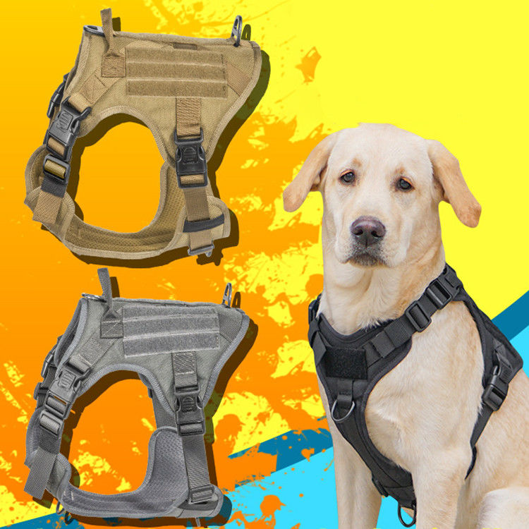 Tactical Military Vest Dog Harness With Tactical Buckle ODM Molle Safety for Service &amp; Training Military Dog Vest