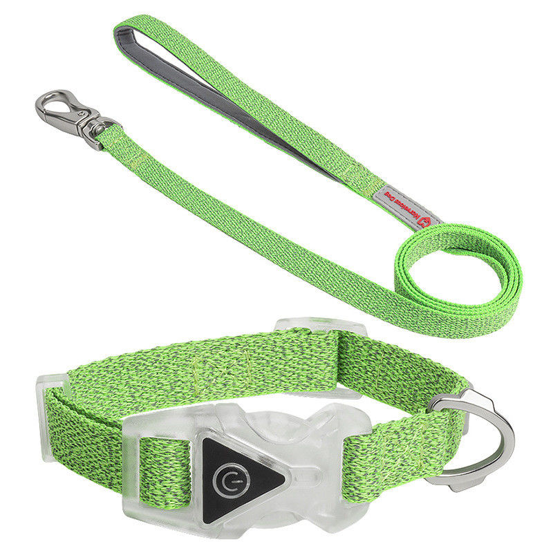 Led Dog Pet Collars Leash Set Adjustable Decorative Nylon Rope Dog Leash Reflective Dog Leash