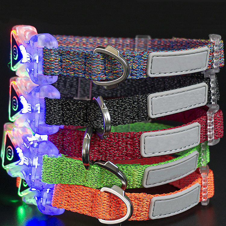 Led Dog Pet Collars Leash Set Adjustable Decorative Nylon Rope Dog Leash Reflective Dog Leash