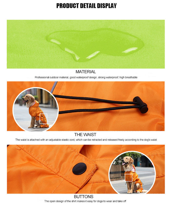 Winter Warm Breathable Reflective Yellow Dog Raincoat S-XXL Dog Rain Suit