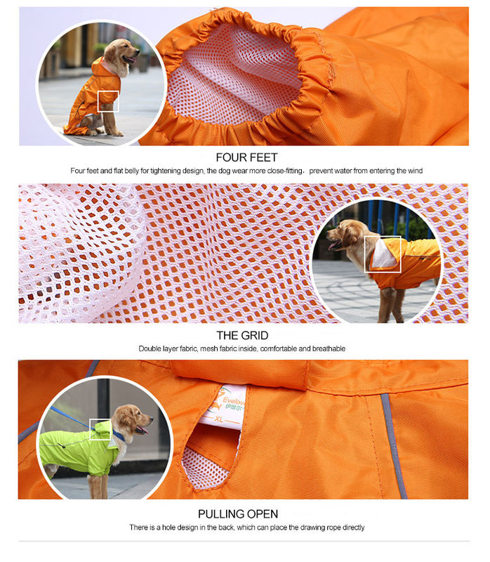 Winter Warm Breathable Reflective Yellow Dog Raincoat S-XXL Dog Rain Suit