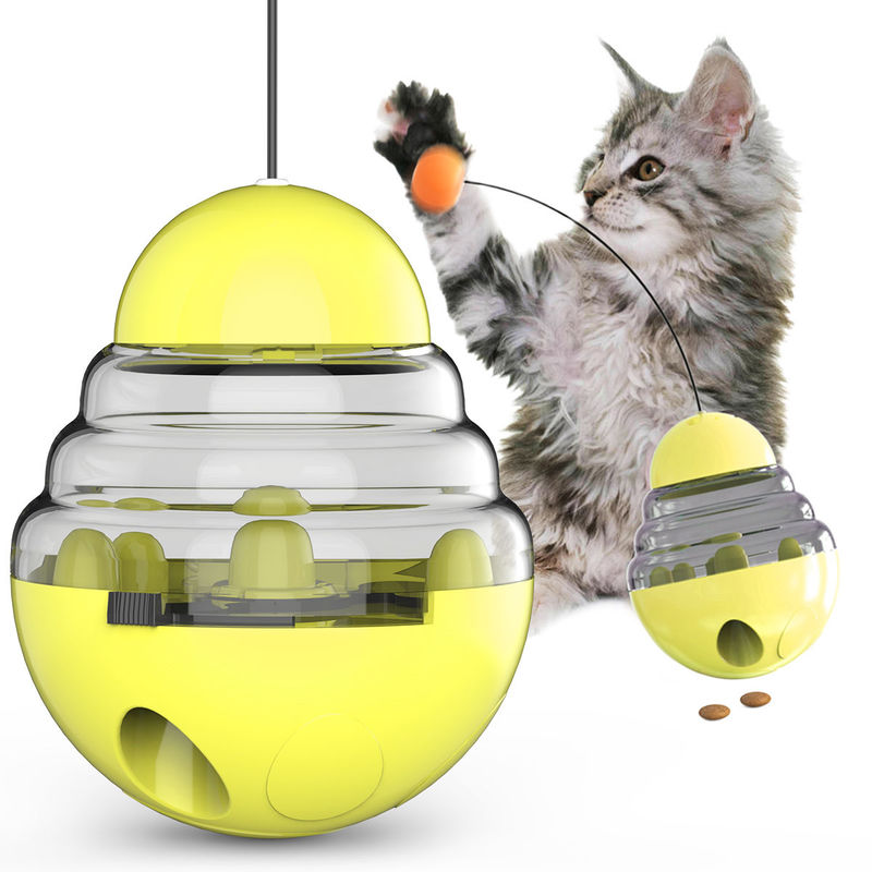 2 In 1 Interactive Cat Slow Feeder Ball Detachable Tumbler Shaped Pet Treat Ball