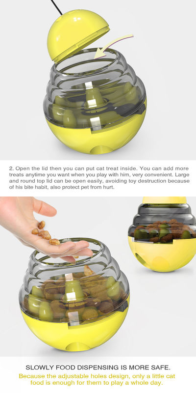 2 In 1 Interactive Cat Slow Feeder Ball Detachable Tumbler Shaped Pet Treat Ball