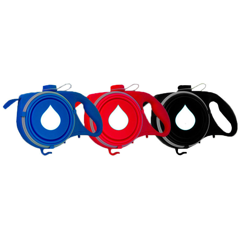 Nylon Pet Leash Dogs Travel Water Bottle With Waste Bag Dispenser