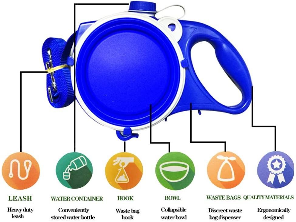 Rope Dog Leash Water Bottle With Foldable Cups Muti Function 5 In 1