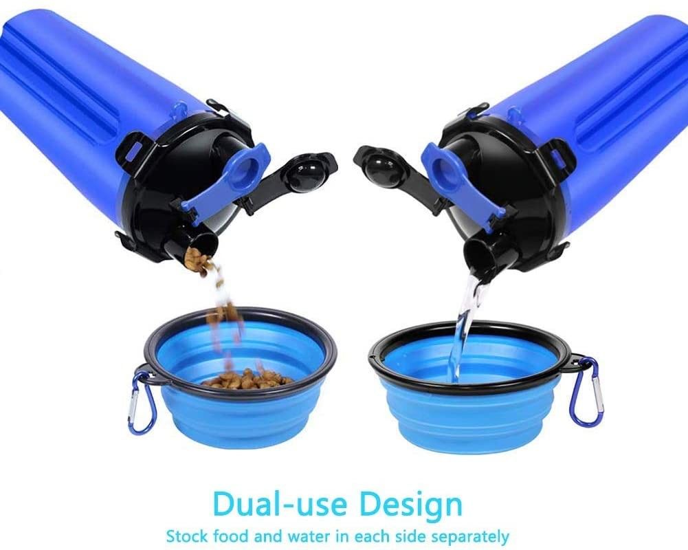 Portable 2 In 1 Dog Water Bottle With Silicone Folding Bowl Puppy Travel Water Bottle