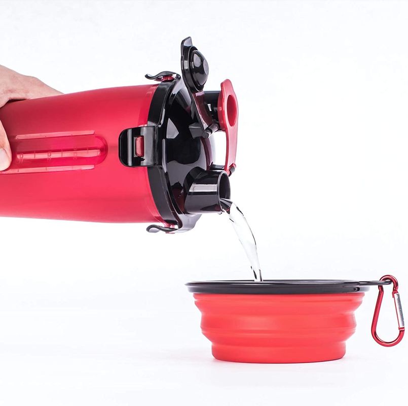 Leak Proof  BSCI 2 In 1 Dog Water Bottle With 2 Silicone Foldable Bowls 