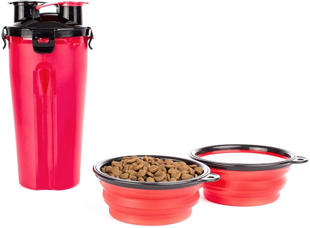 Leak Proof  BSCI 2 In 1 Dog Water Bottle With 2 Silicone Foldable Bowls 