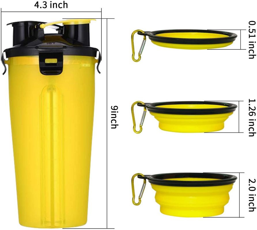 Dual Chambered Storage Hallupets 2 In 1 Dog Water Bottle Hallupets Collapsible Silicone Dog Bowl