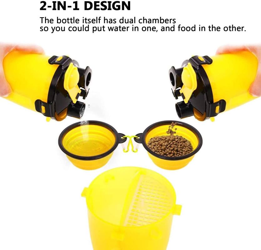 Dual Chambered Storage Hallupets 2 In 1 Dog Water Bottle Hallupets Collapsible Silicone Dog Bowl