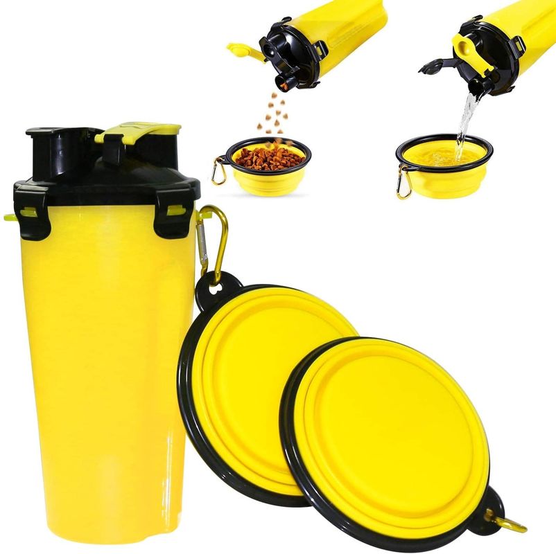 Dual Chambered Storage Hallupets 2 In 1 Dog Water Bottle Hallupets Collapsible Silicone Dog Bowl
