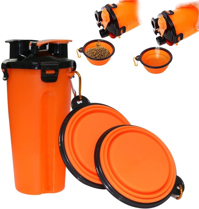2 Collapsible Dog Travel Water Bowl Bottle For Outdoor Portable Pet Water Bottle 12oz