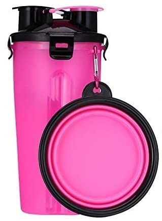 350ml Outdoor Portable Pet Water Bottle Dispenser With 2 Collapsible Silicone Bowls