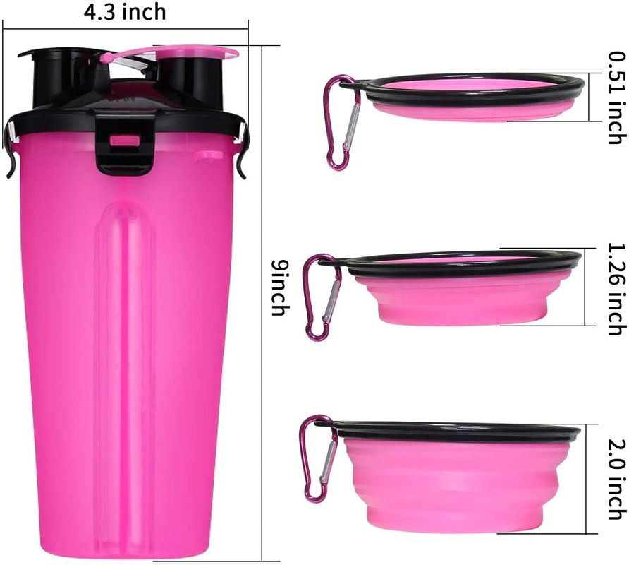 350ml Outdoor Portable Pet Water Bottle Dispenser With 2 Collapsible Silicone Bowls