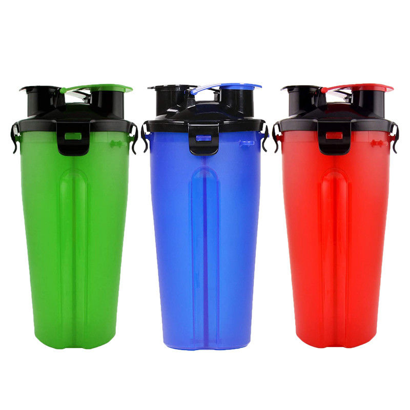 Outdoor 2 In 1 Dog Water Bottle With Dual Chambered Storage Food Container