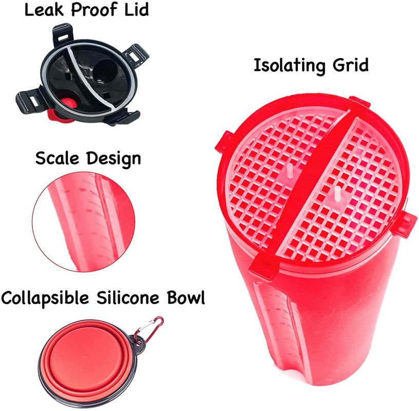 2 in 1 350ml Pet Dog Water Food Bottle Collapsible Bowls with Carabiner