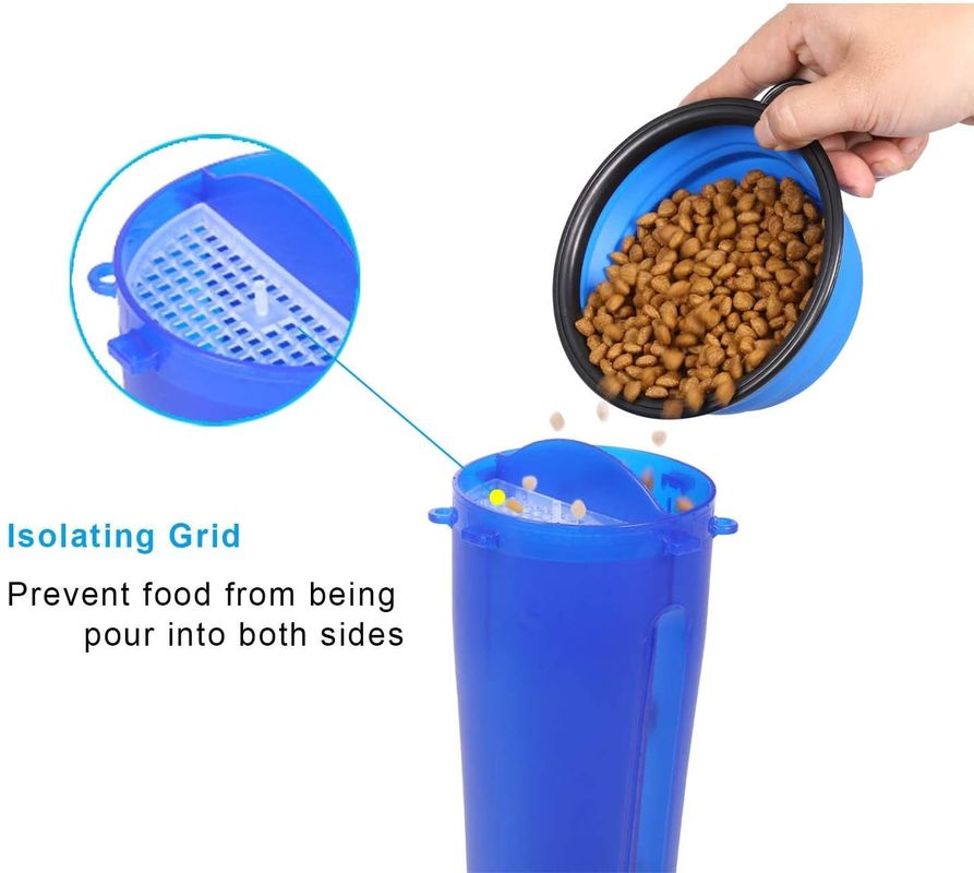 OEM ODM Portable Food 2 In 1 Dog Water Bottle with Collapsible Dog Bowls