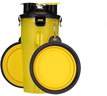 2 in 1 Dog Outdoor Portable Water Bottle With Foldable Bowls for Walking