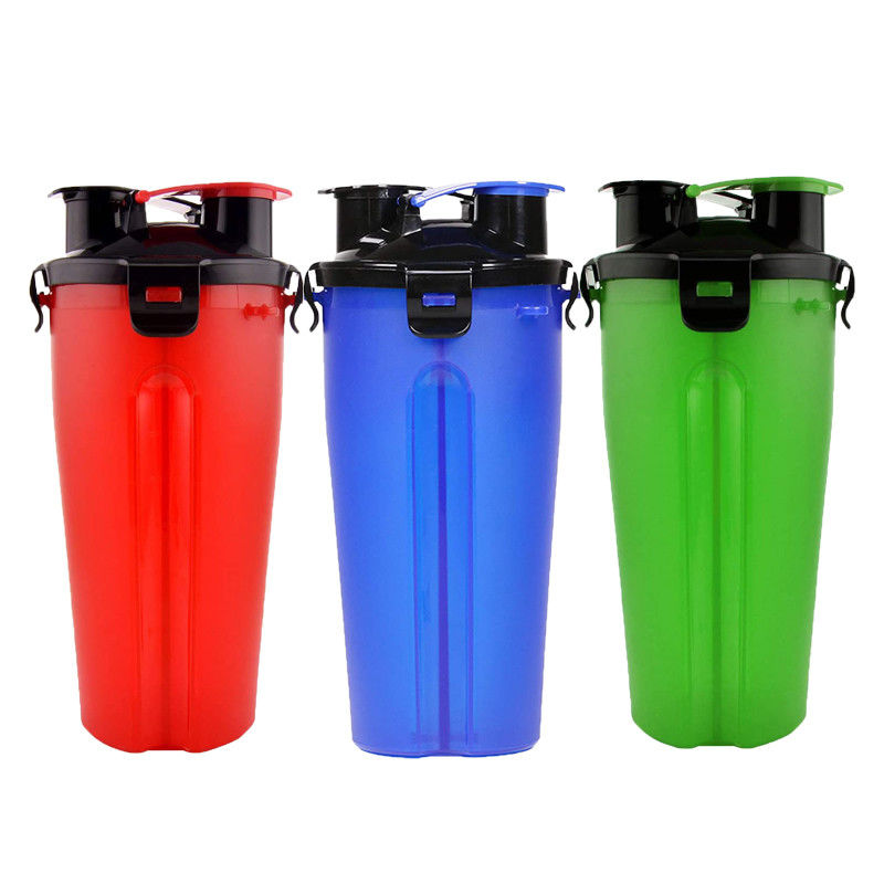 Dog Water Bottle Pet Food Container 2-in-1 with Collapsible Dog Bowls
