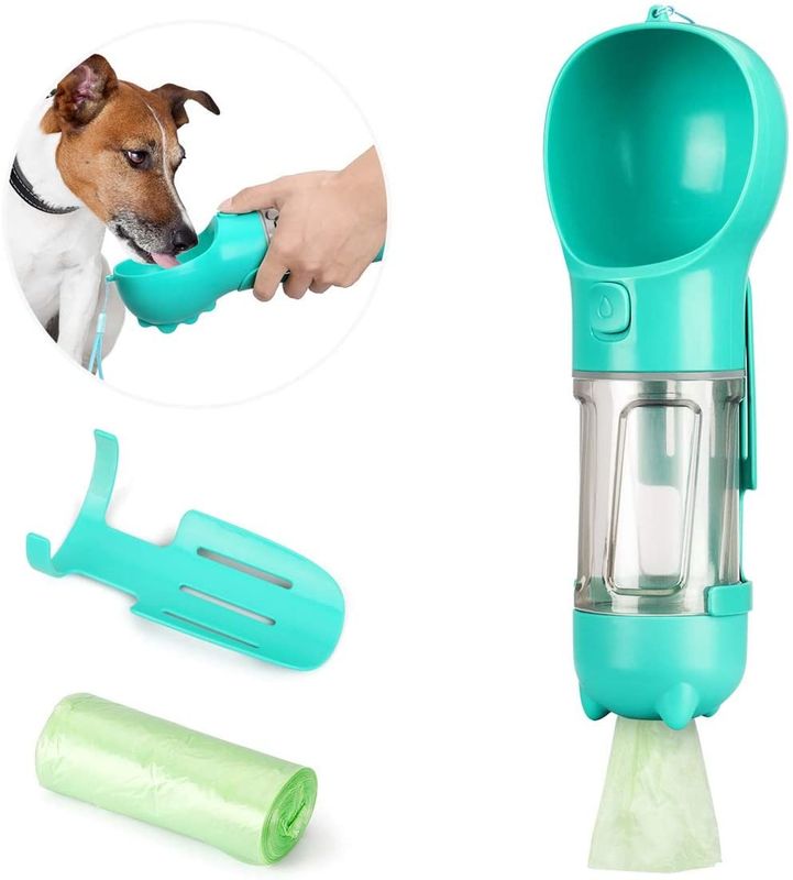Portable 300ML BPA Free 2 In 1 Dog Water Bottle With Poop Bag And Scooper