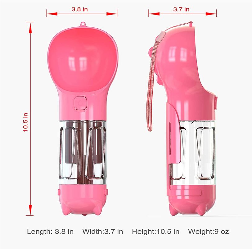 300ML Travel 2 In 1 Dog Water Bottle Drinking Bowl Portable With Lock Button
