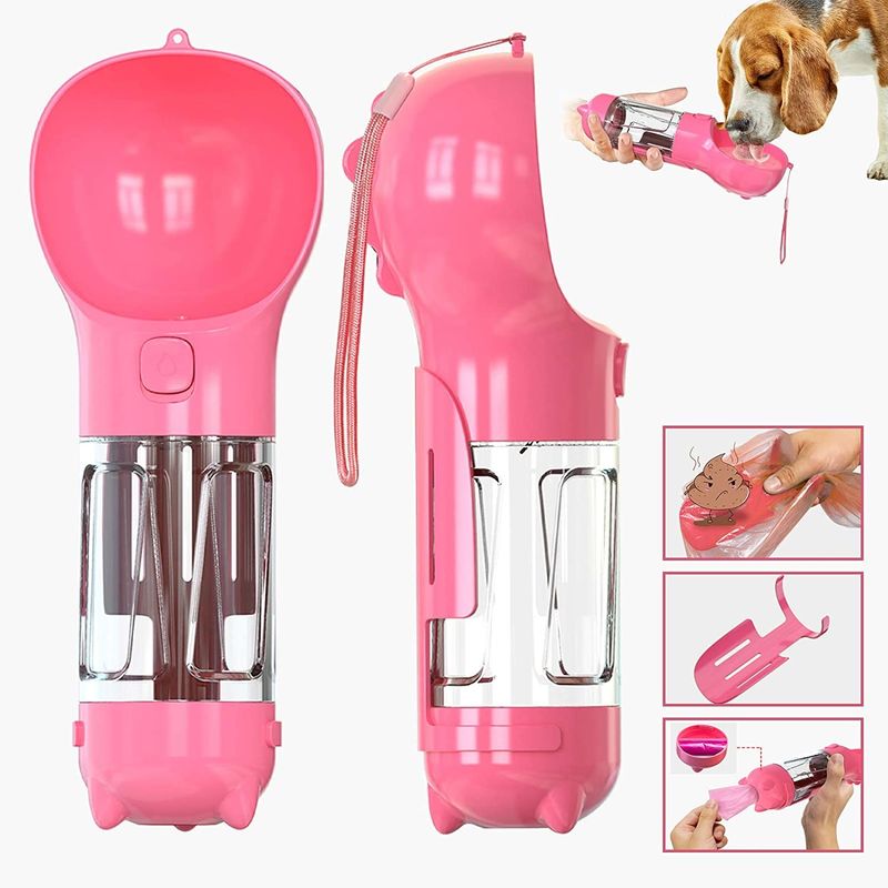 300ML Travel 2 In 1 Dog Water Bottle Drinking Bowl Portable With Lock Button