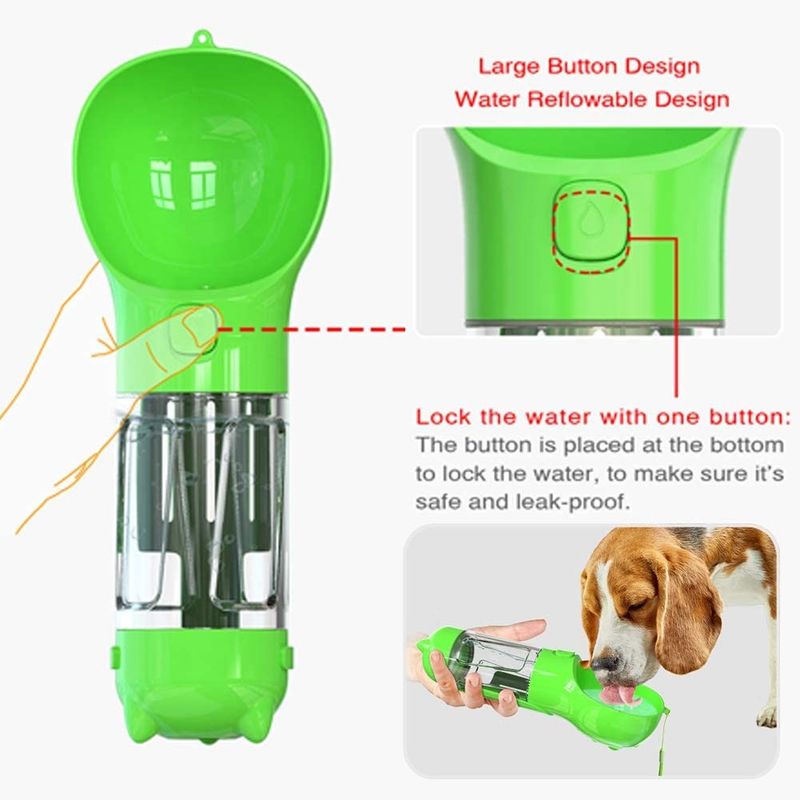 Portable Walking Dog Travel Water Bottle 300ML with Waste Bag