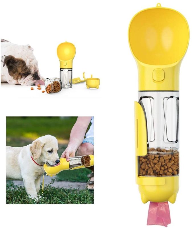 Multifunctional 2 In 1 Dog Portable Puppy Water Bottle With Food Box Shovel Garbage Bags