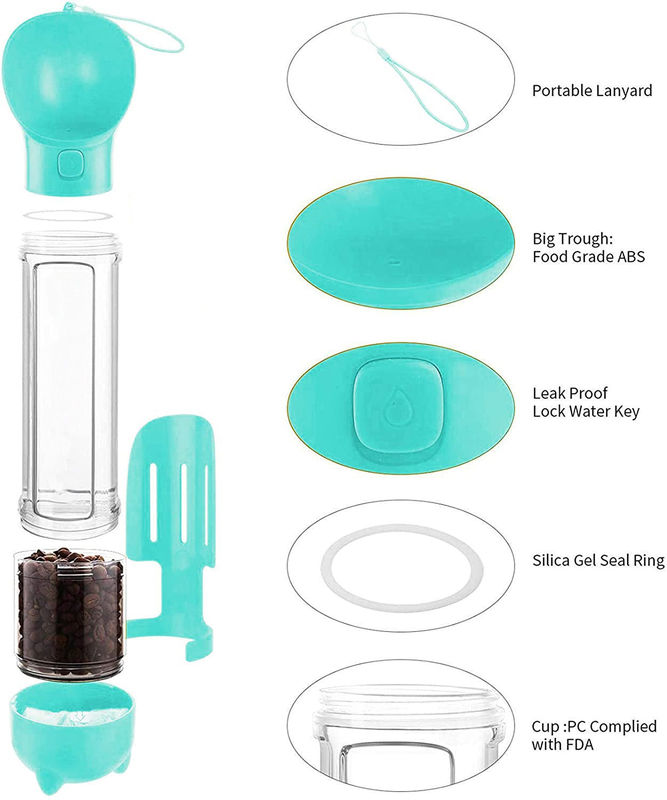 4 In 1 500ml Dog Travel Water Bottles Leak Proof Dog Water Food Dispenser