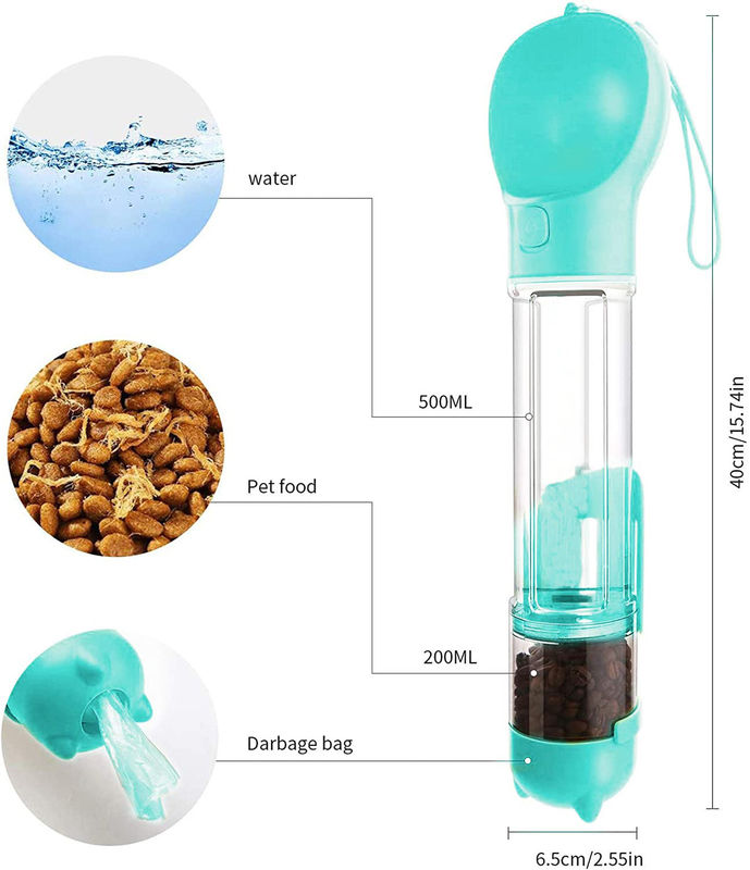 4 In 1 500ml Dog Travel Water Bottles Leak Proof Dog Water Food Dispenser